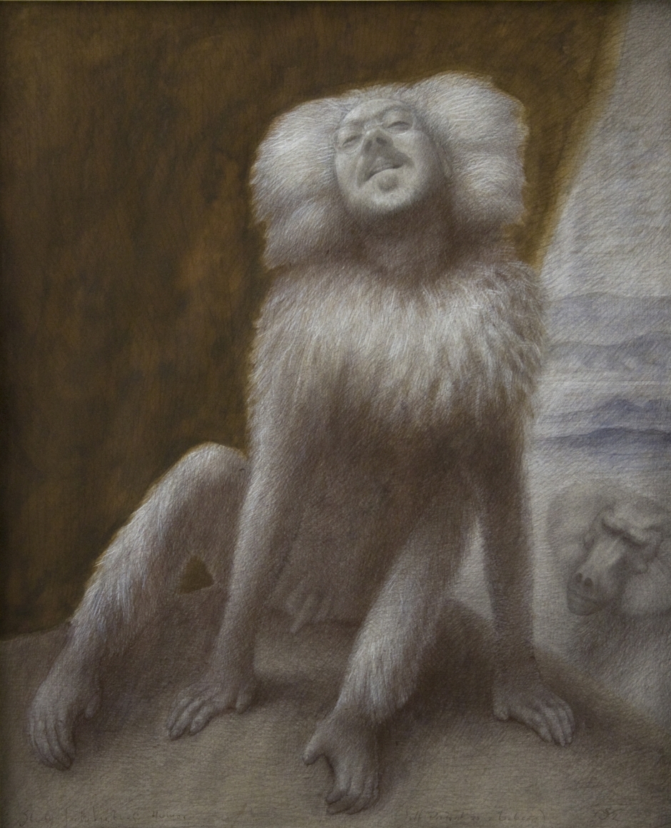 wade schuman,Study for Virtues: Humor (SOLD), 2012, ballpoint pen with ink on paper, 13 1/2 x 16 1/2 inches