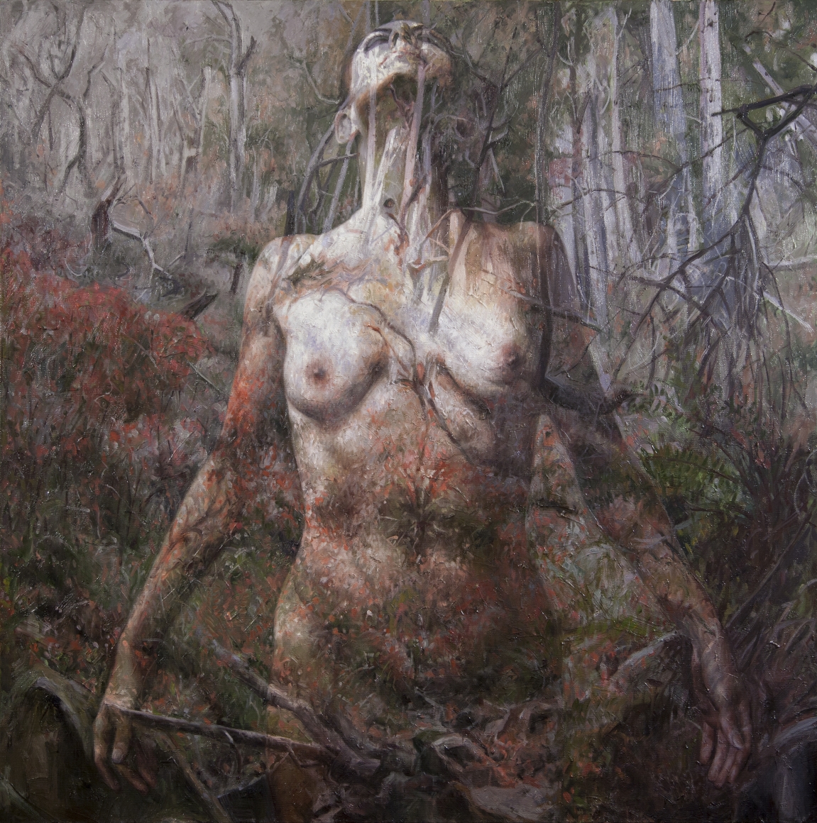 Alyssa Monks, Stay, 2017, oil on linen, 40 x 40 inches