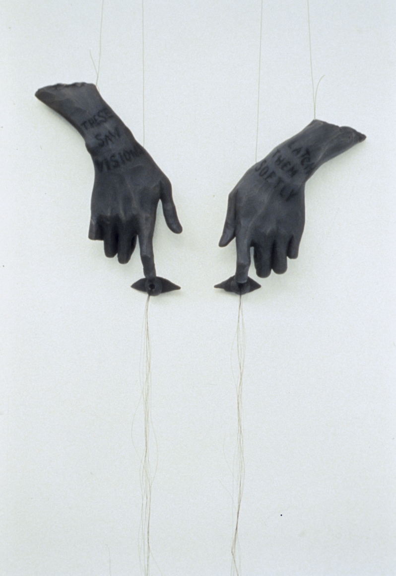 Lesley Dill, Dreamer, 1998, cast bronze, steel wire, horsehair, 100 x 13 x 2 1/2 inches