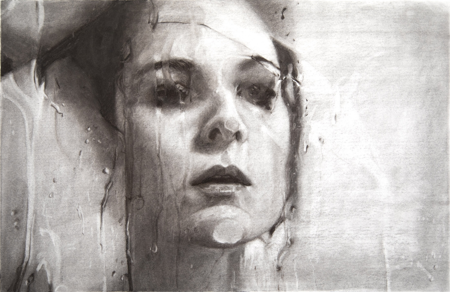 Alyssa Monks, Transfixed (drawing), 2020, vine charcoal on paper, 15 1/8 x 22 7/8 inches