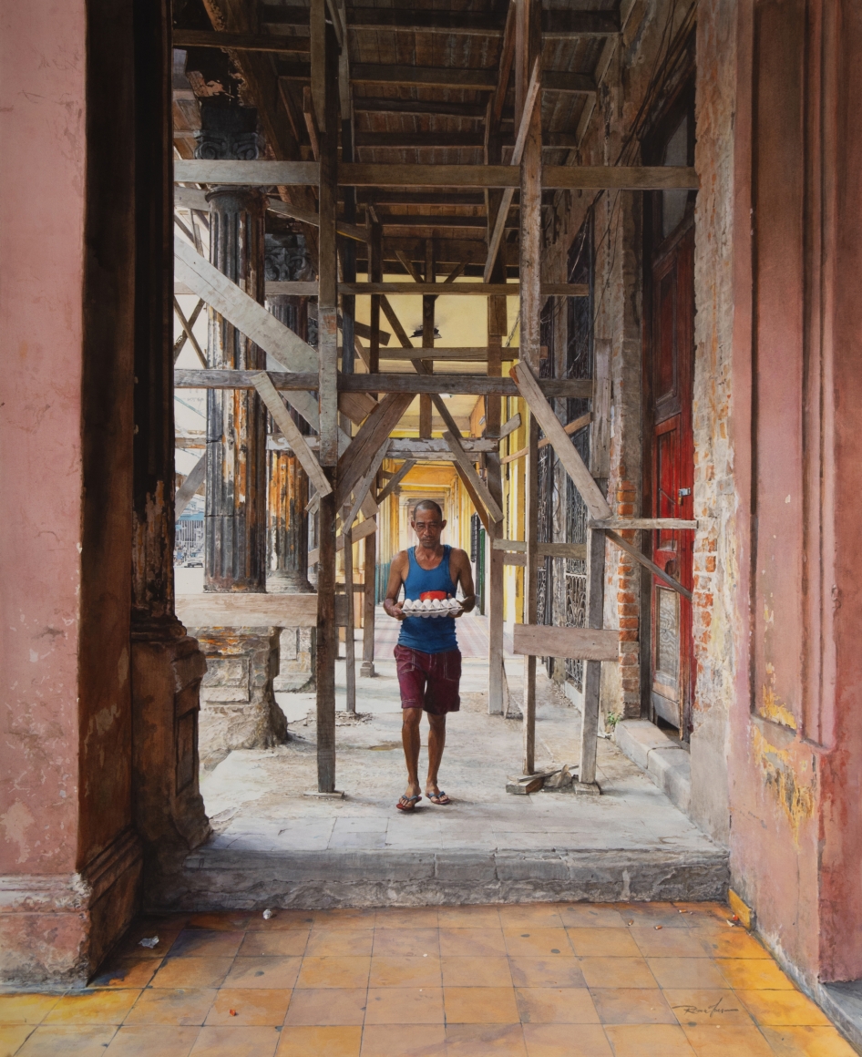 Rance Jones, Iglesia de Castro, 2019, watercolor on paper, 38 x 30 inches