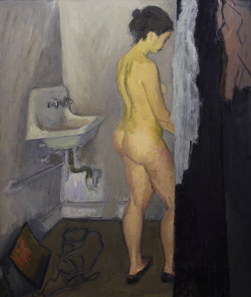 Raphael Soyer, Nude in Bathroom, oil on canvas, 38 x 32 1/8 inches