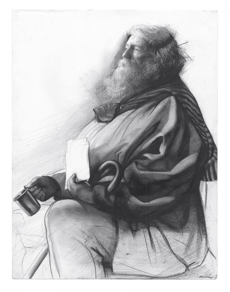 steven assael, Henry (SOLD), 2013, graphite and crayon on paper, 11 x 10 3/4 inches