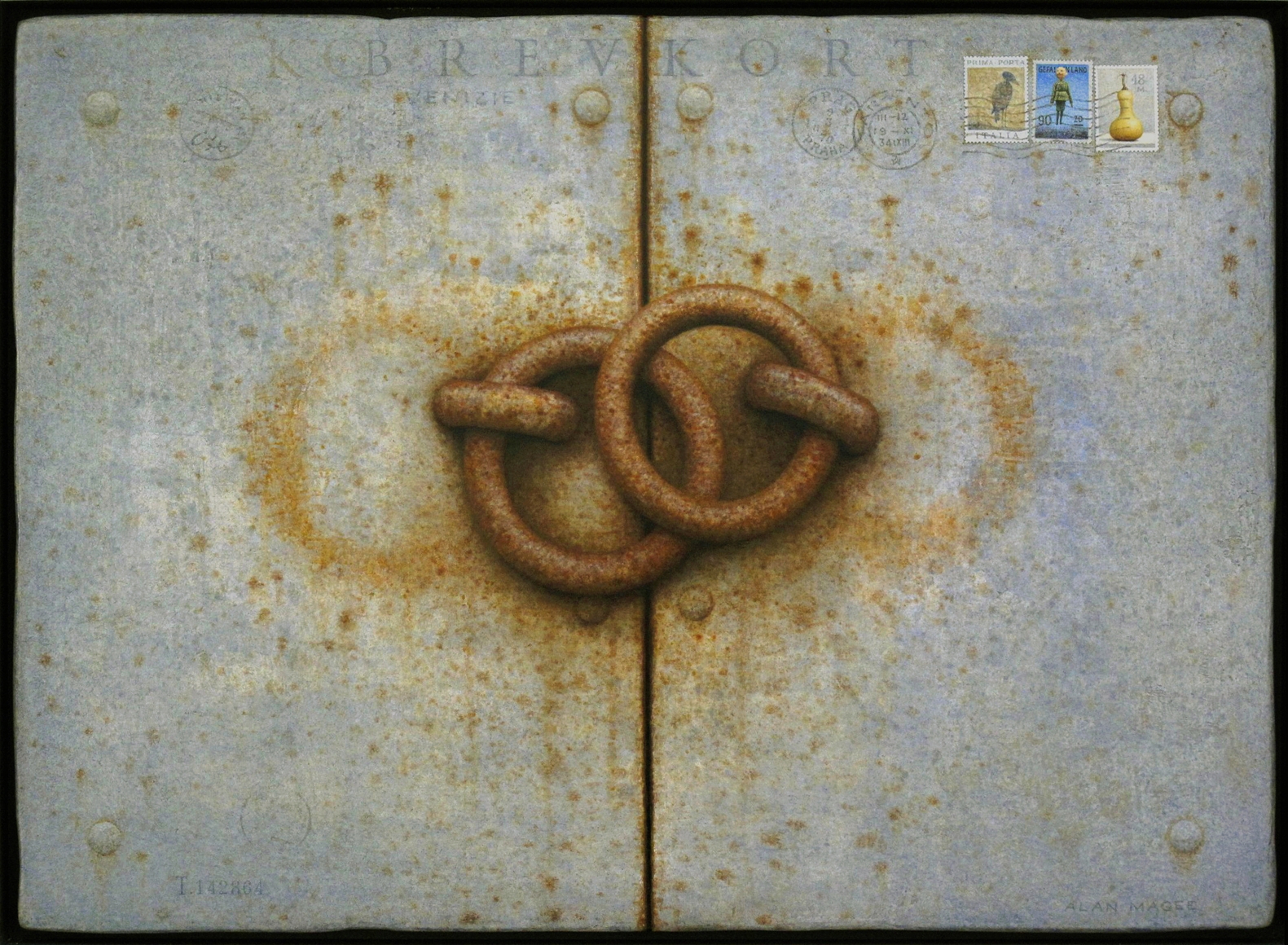 Alan Magee, Rings, 2010, acrylic and oil on panel, 16 x 22 inches