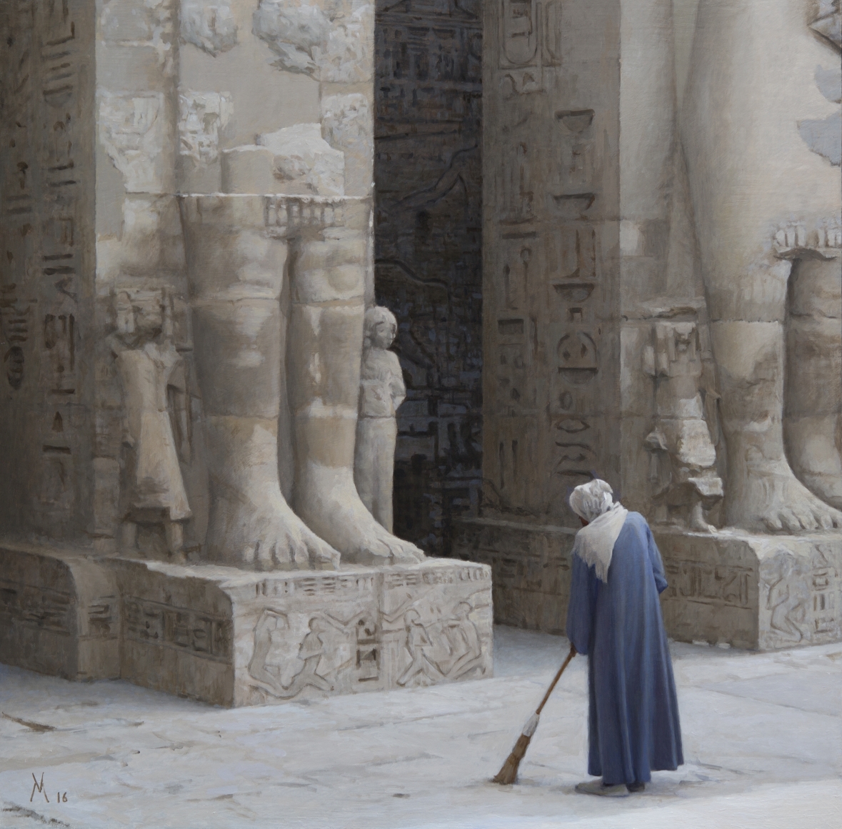 guillermo munoz vera, Egyptian in Egypt II / Egipcio en Egipto II, 2016, oil on canvas mounted on panel, 35 1/2 x 35 1/2 inches