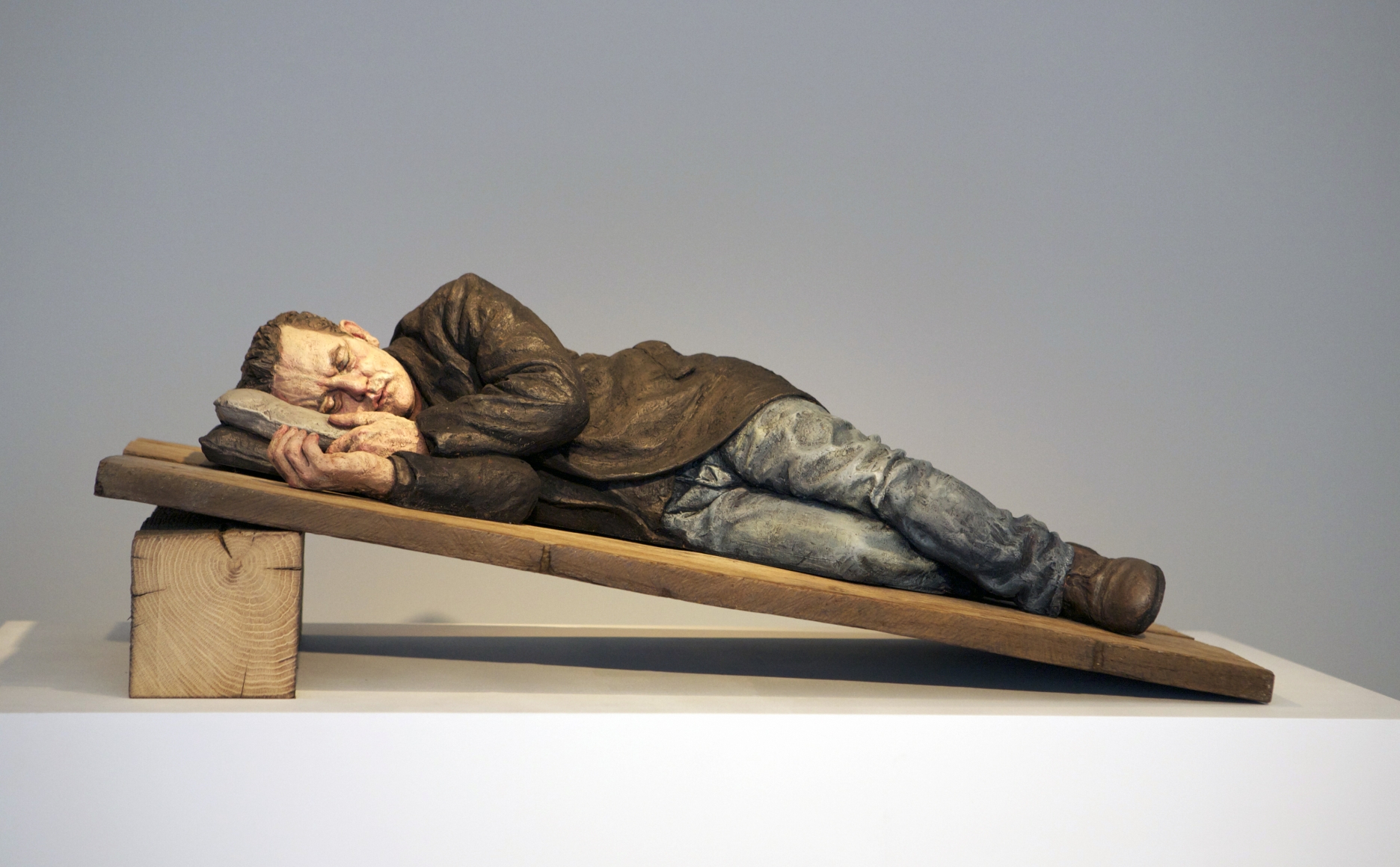 sean henry, Ramp, 2012, bronze, oil paint, wood, 13 x 35 x 17 inches, Edition of 6