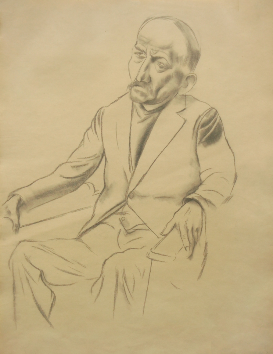 George Grosz, Portrait of a Man, 1925, pencil on paper, 23 1/2 x 18 inches