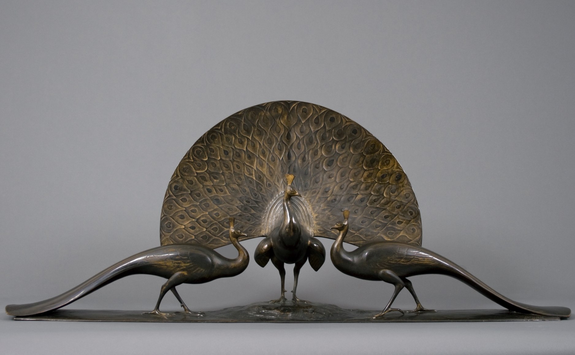 Gaston Lachaise, Peacocks, 1922, bronze, 22 1/2 x 53 x 7 1/2 inches