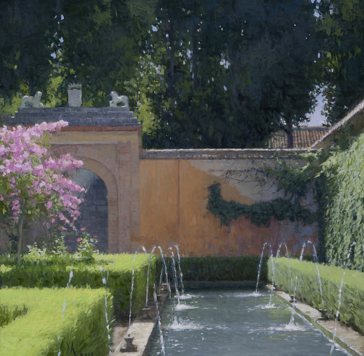 guillermo munoz vera, The Sultana's Court, 2013, oil on canvas mounted on panel, 35 1/2 x 35 1/2 inches