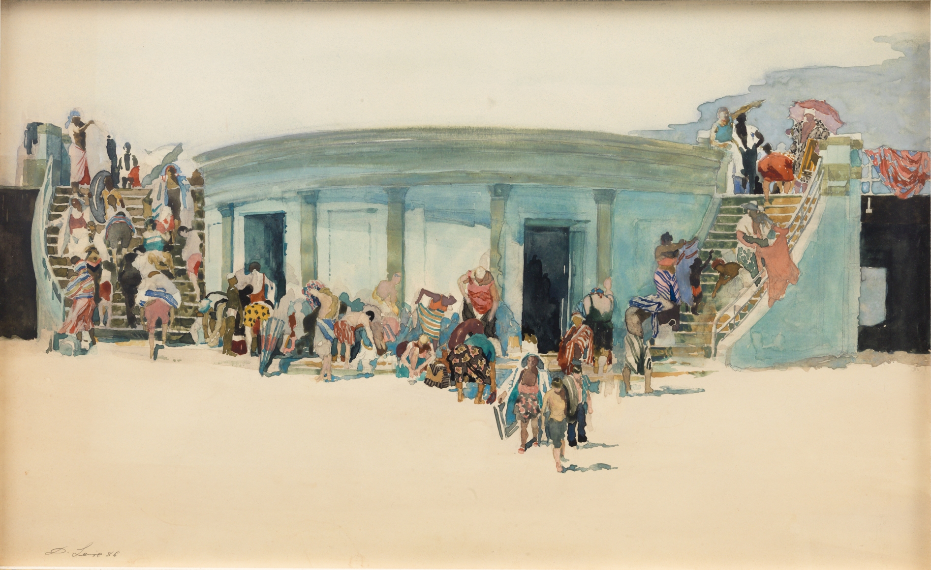 David Levine, The Necklace (NFS), 1986, watercolor on paper, 14 1/2 x 23 1/4 inches