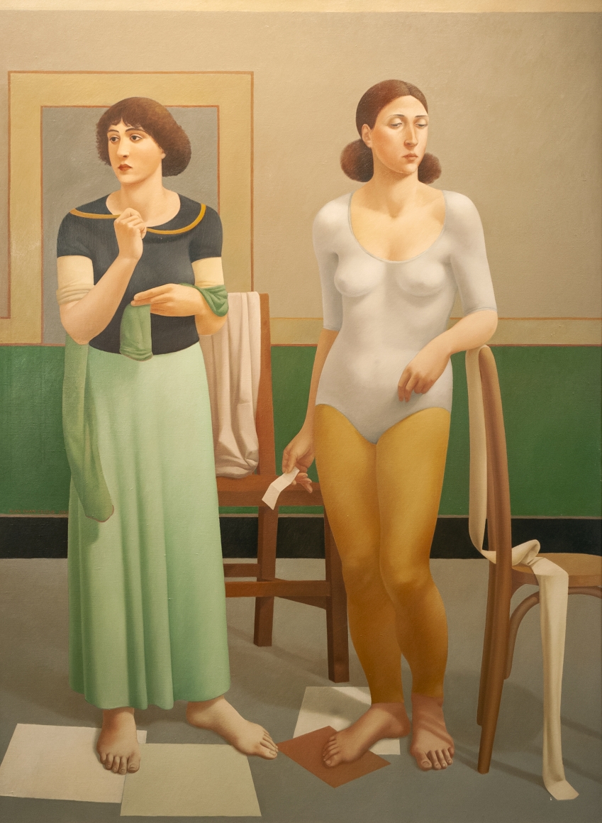Two Standing Women, Greensleeves, 1982, oil on canvas, 60 x 44 inches