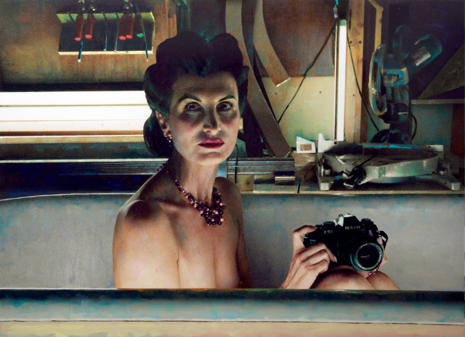 Xenia Hausner Laundry Day (SOLD), 2006, mixed media, 60 x 83 inches