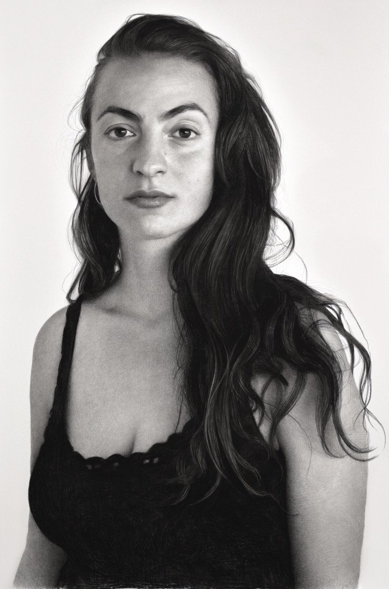 clio newton, Mira II, 2018, compressed charcoal on paper, 89 x 58 7/8 inches