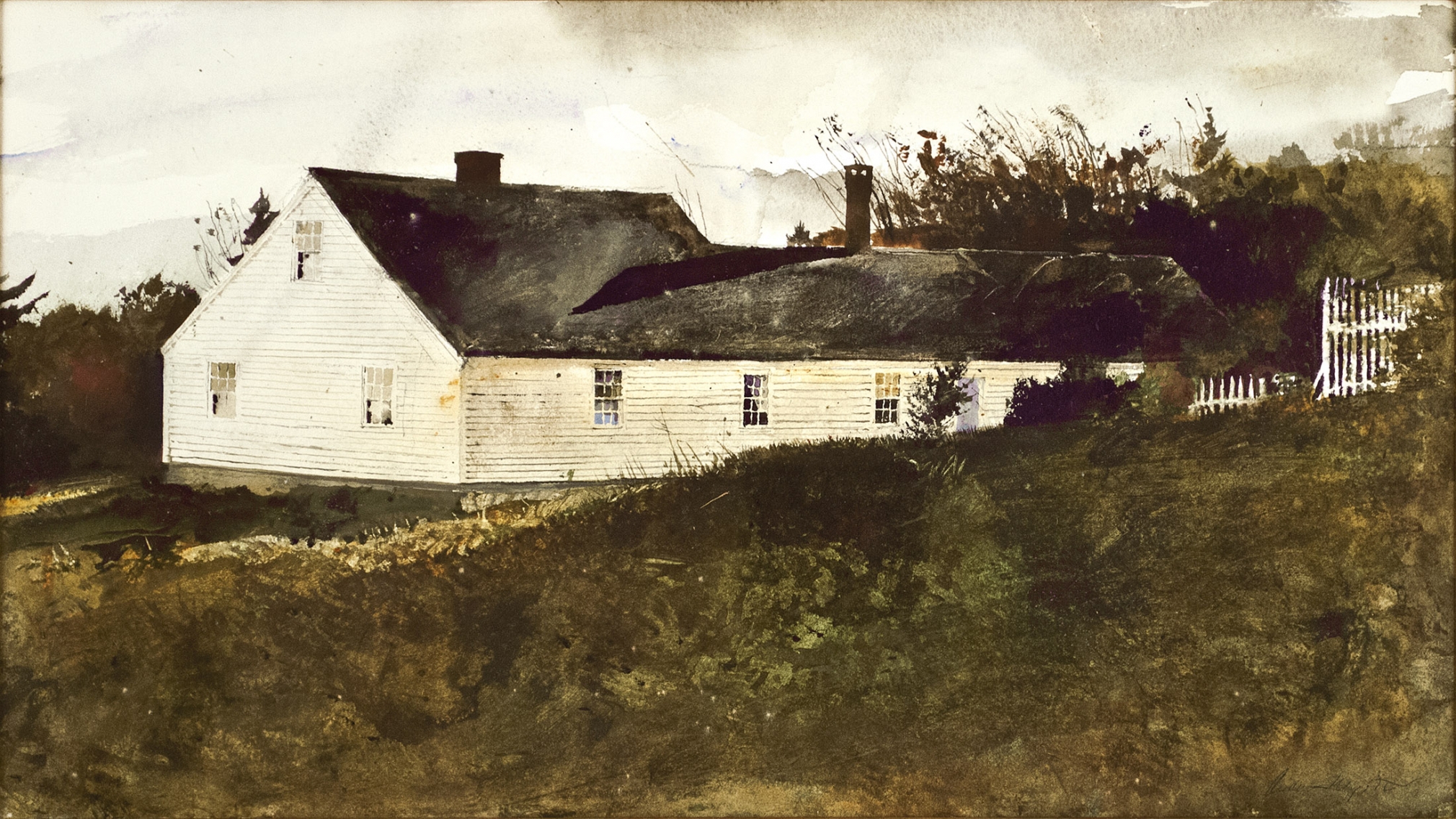 Andrew Wyeth, House on Stone's Point, 1977, watercolor on paper, 12 x 22 1/4 inches