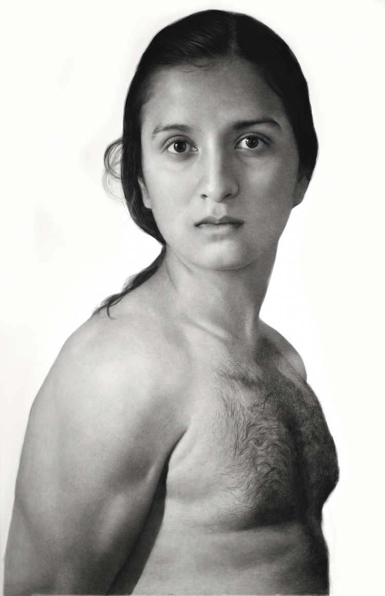 clio newton, Gender Composite I: Sonalee, 2018, compressed charcoal on paper, 92 3/8 x 58 7/8 inches