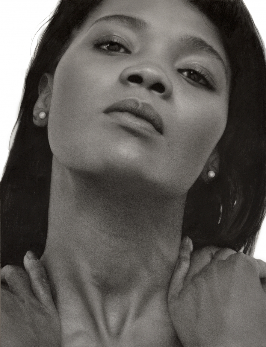 Clio Newton, Held, 2020, compressed charcoal on paper, 50 x 38 inches