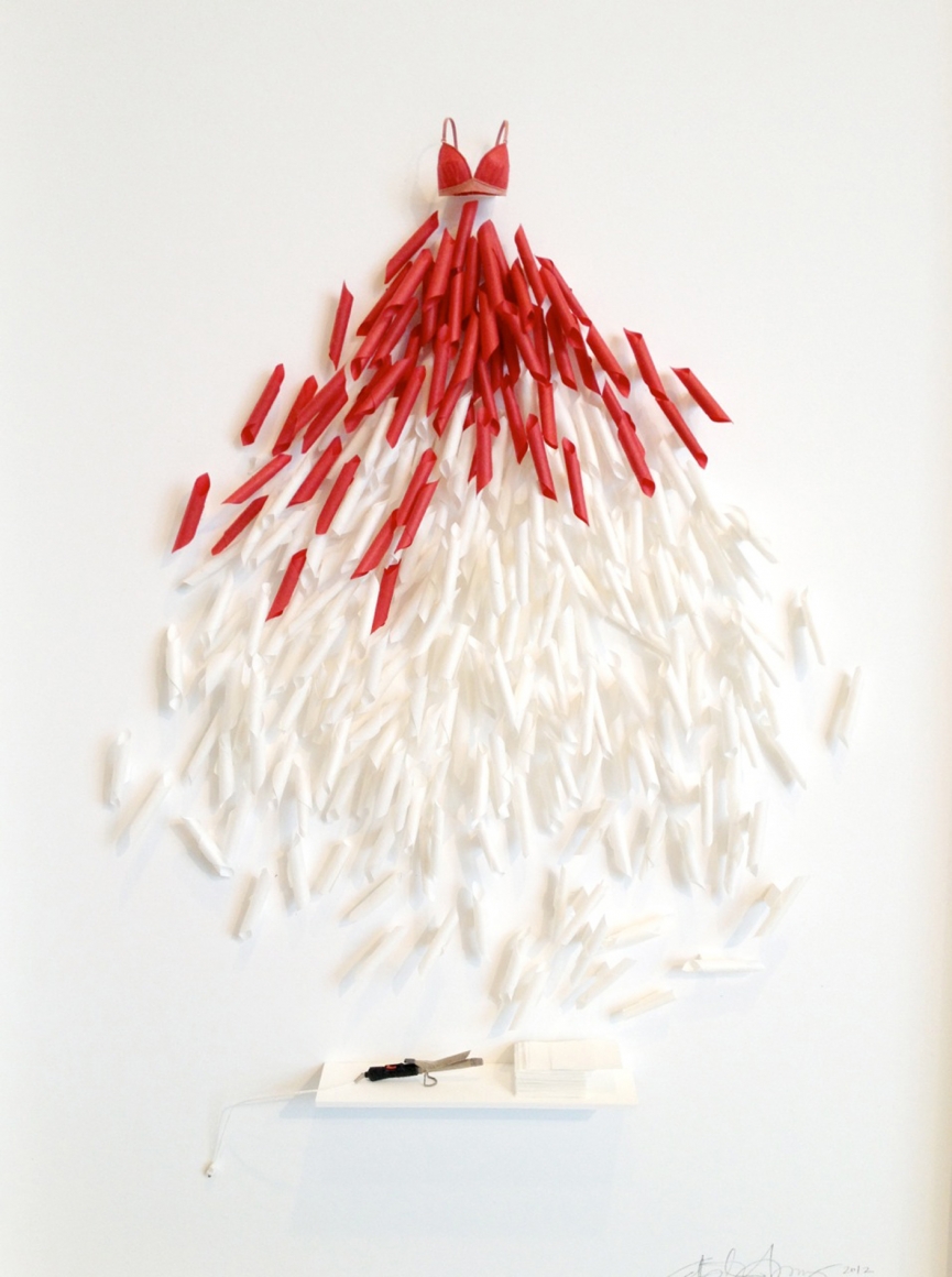 Cybele Young, Catching Up With Myself (SOLD), 2012, Japanese paper construction, 20 x 30 x 3 inches