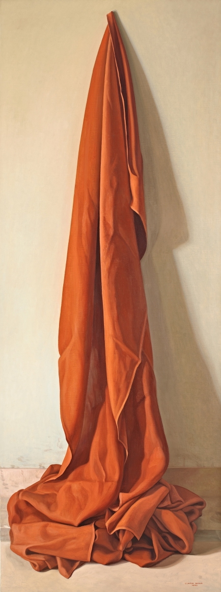 Claudio Bravo, Tela Roja / Red Cloth, 2011, oil on canvas, 78 3/4 x 29 1/2 inches