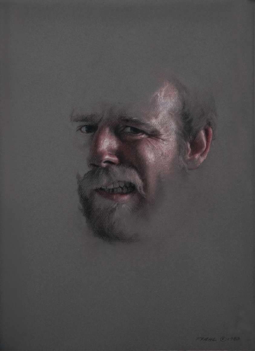 Charles Pfahl, Self-Portrait (SOLD), 1983, oil pastel on paper, 12 x 16 inches