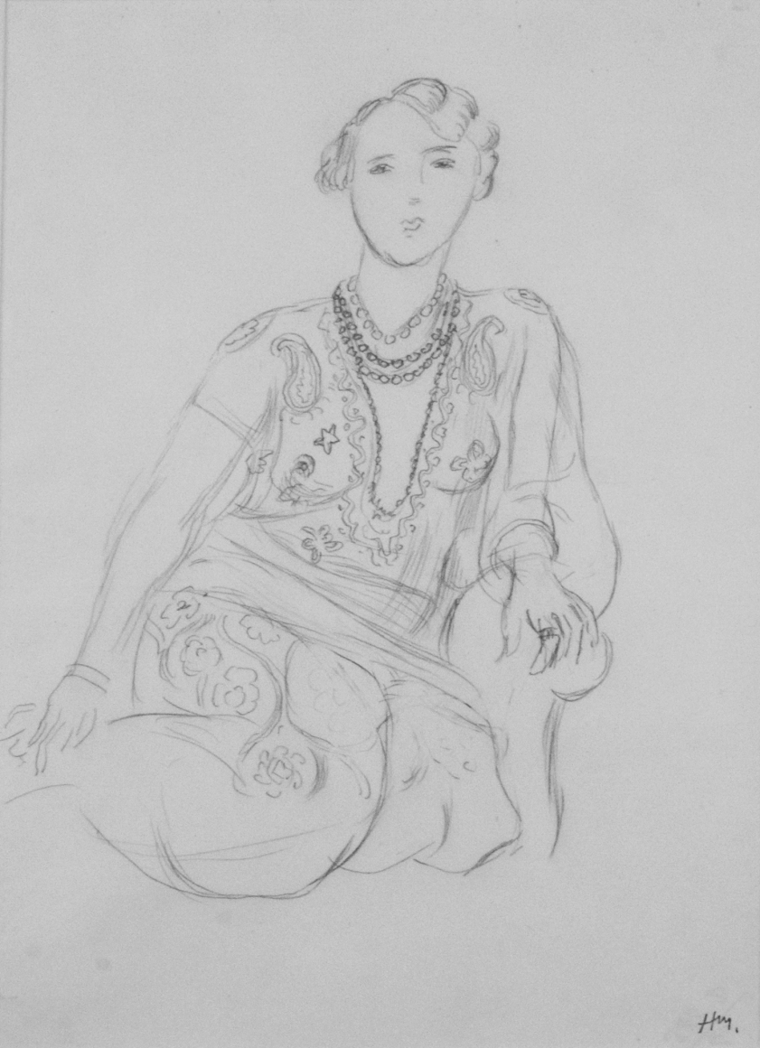 Henri Matisse, Femme au collier (Portrait de Henriette Darricarrière), 1926, pencil on paper, 14 x 10 7/8 inches