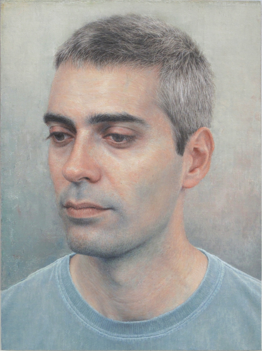 robert bauer, Joan (SOLD), 2012, oil on canvas mounted on wood, 8 1/8 x 6 1/8 inches