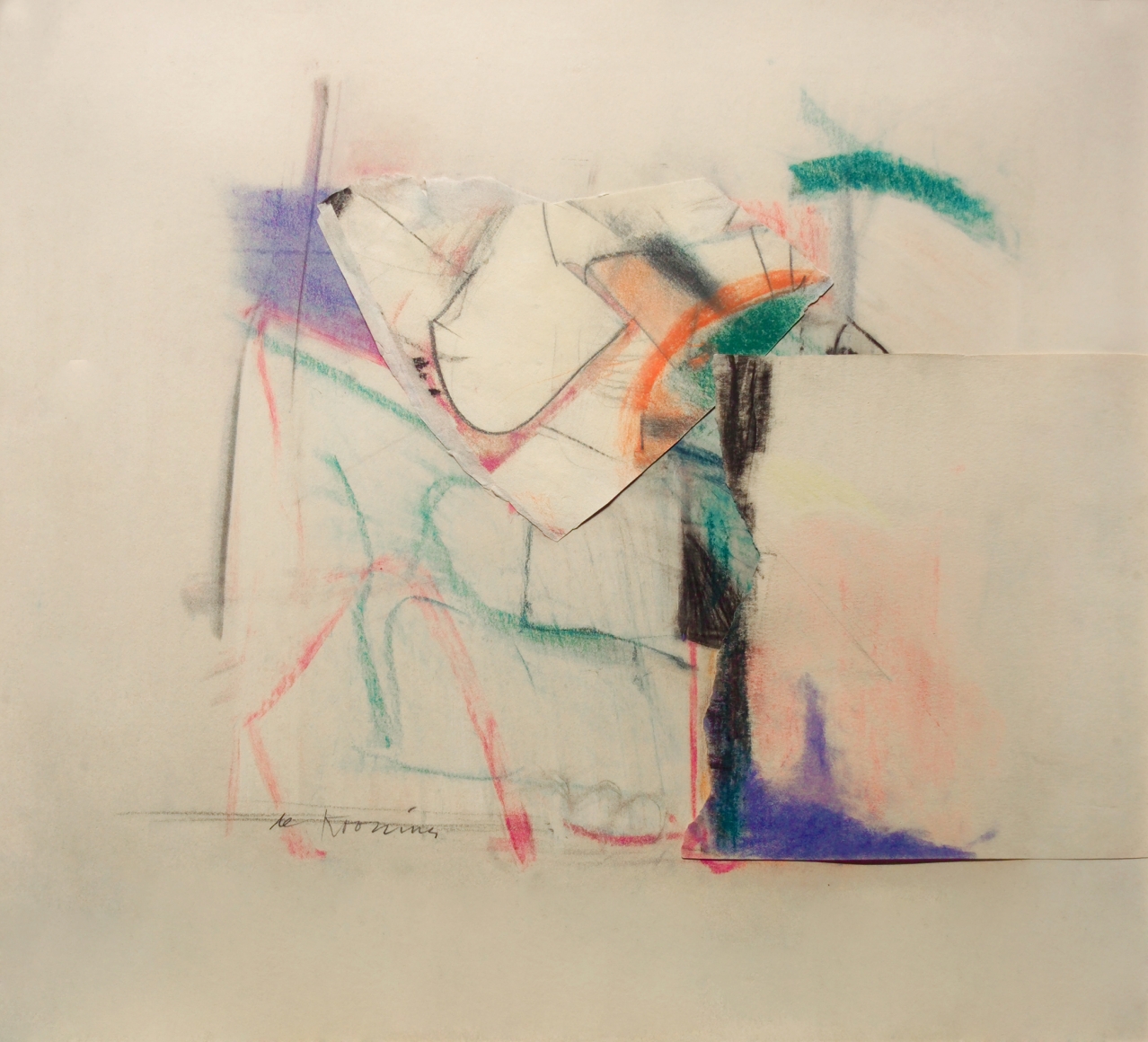 Willem de Kooning, Untitled (SOLD), 1957, pastel and paper collage, 20 1/2 x 21 1/4 inches