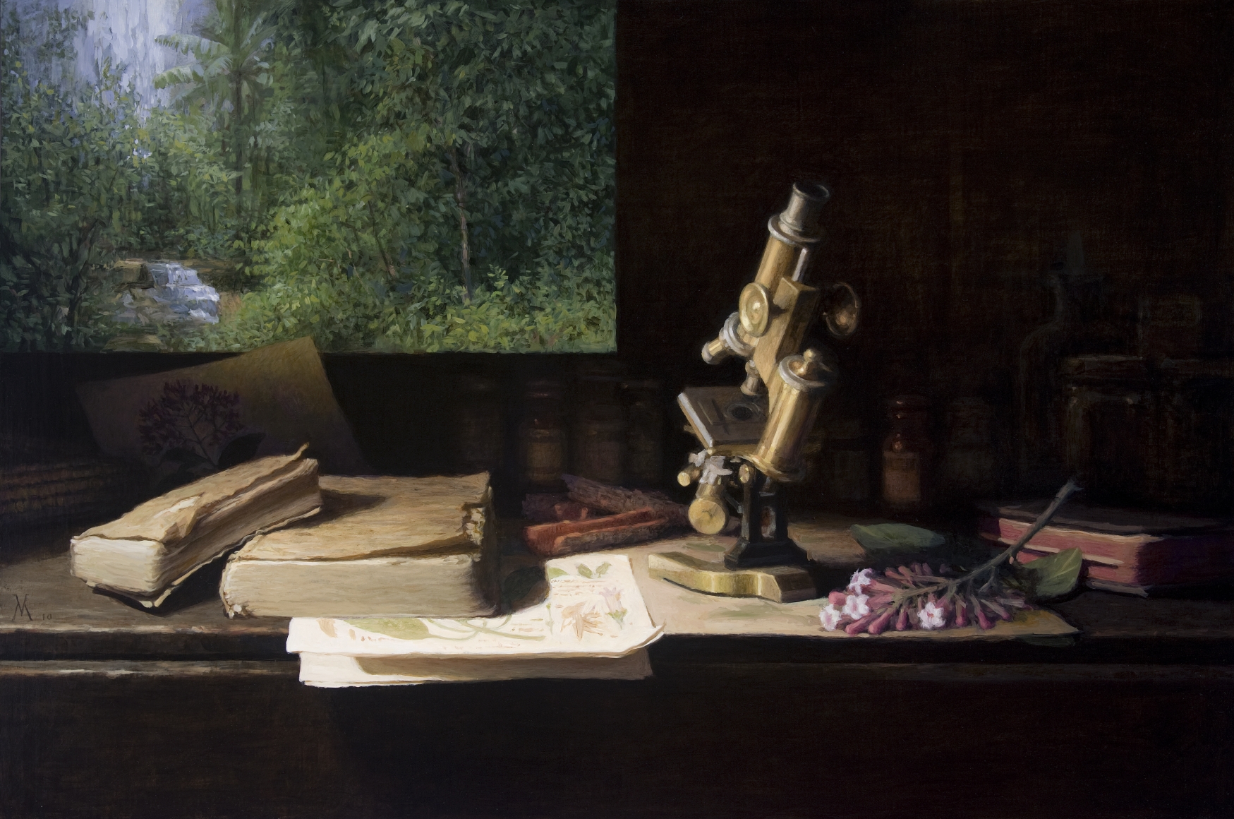 guillermo munoz vera, Cinchona, 2010, oil on canvas on panel, 23 5/8 x 35 1/2 inches