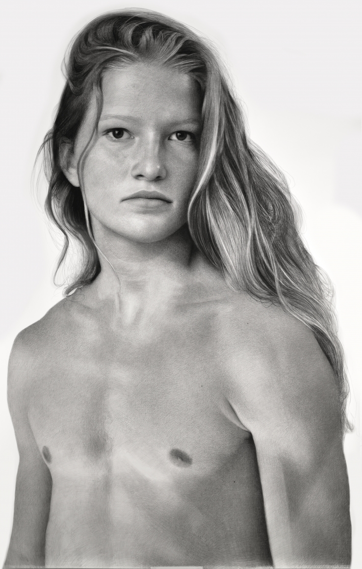 Clio Newton, Taylor, 2019, compressed charcoal on paper, 92 3/8 x 58 inches