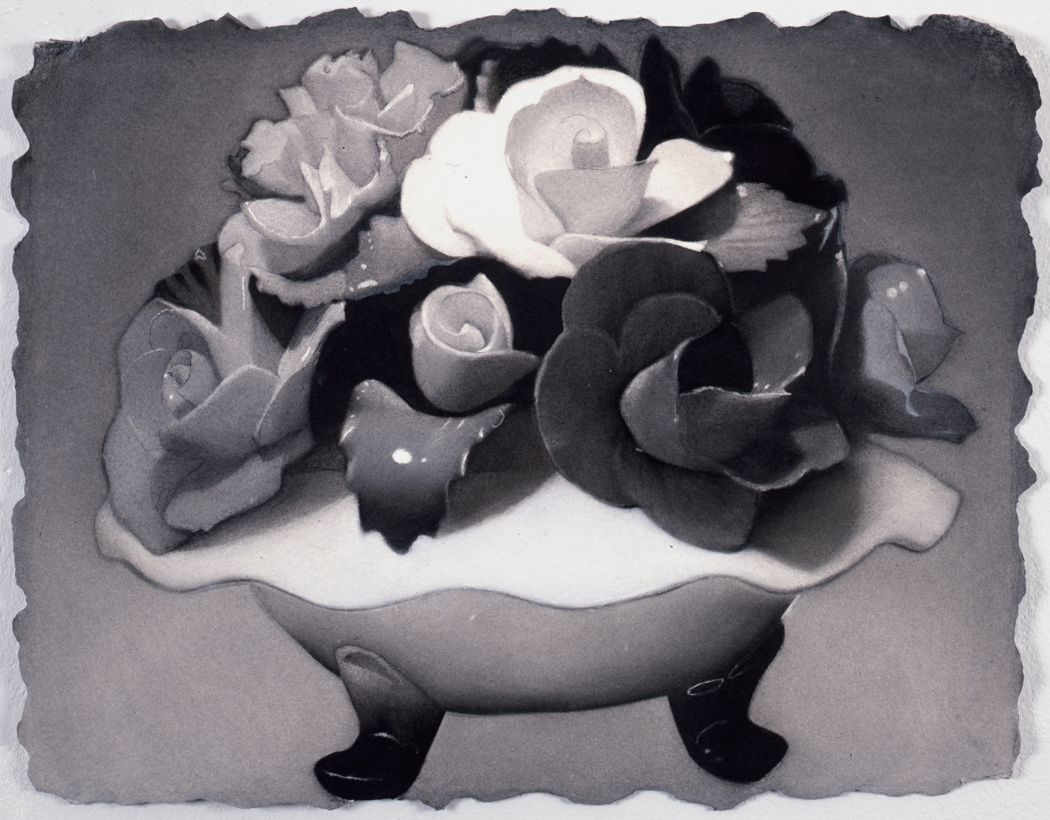 Susan Hauptman, Still Life (Rainbow's End, Staten Island No. 2), 2008-2009, charcoal on Twinrocker paper, 17 1/2 x 22 1/2 inches