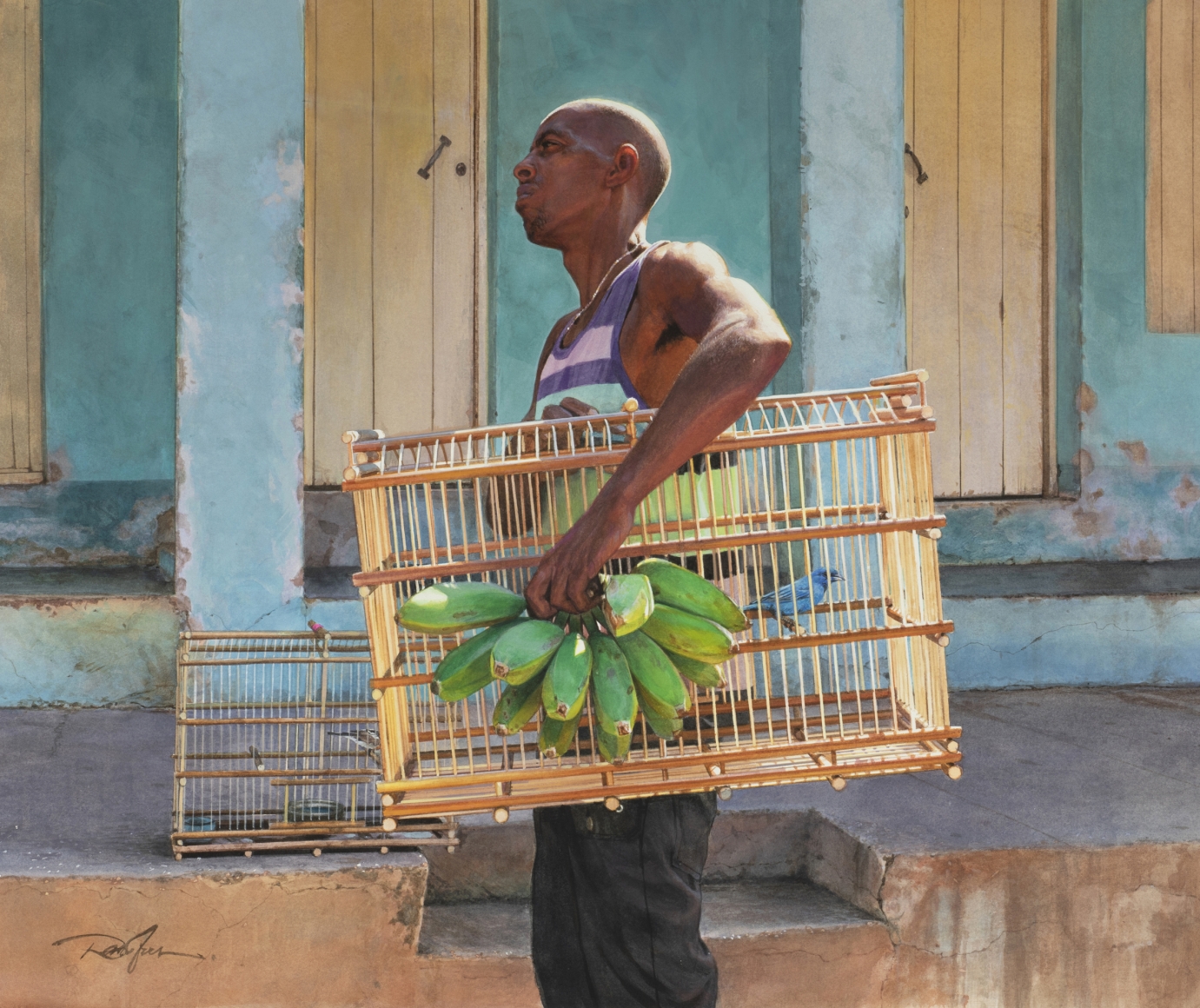 Rance Jones, Blue Bird, 2018, watercolor on paper, 21 x 25 inches