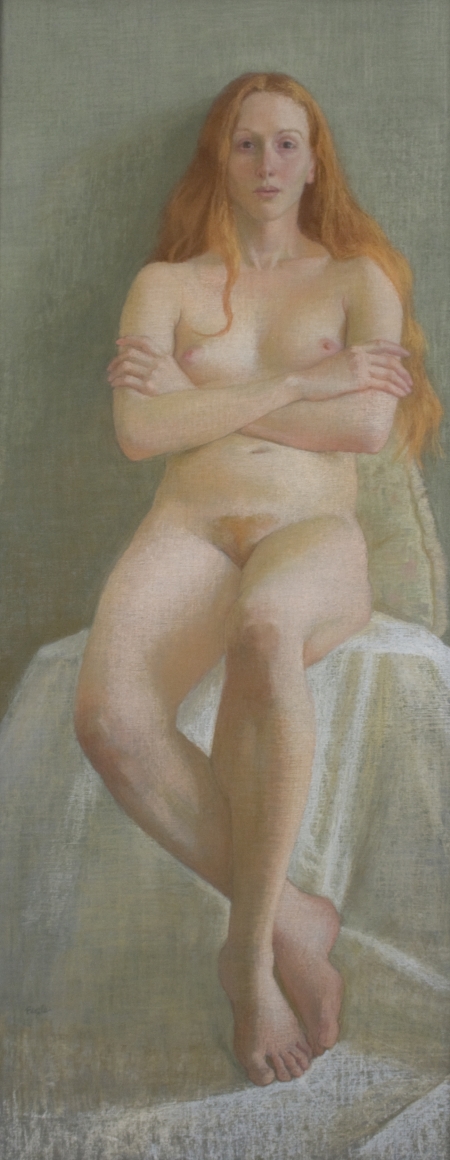 Ellen Eagle, Cynthia, 2013, pastel on pumice board, 37 x 15 1/2 inches