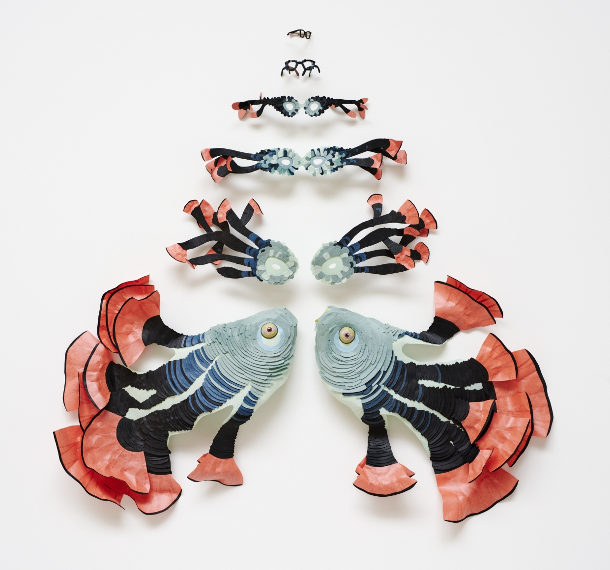 cybele young, Just Around the Edges (Lost - glasses), 2015, Japanese paper construction, 33 x 29 x 2 1/2 inches