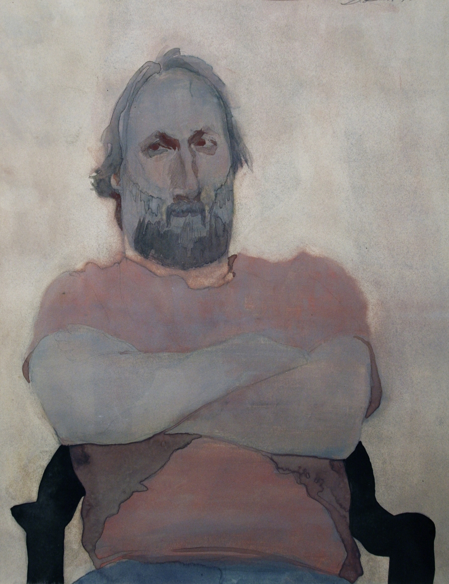 David Levine, Strong Man, 1993, watercolor on paper, 17 7/16 x 13 inches