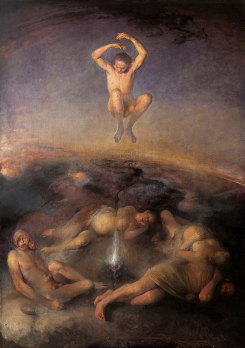 odd nerdrum, Nightjumper, oil on canvas, 81 1/2 x 114 1/2 inches