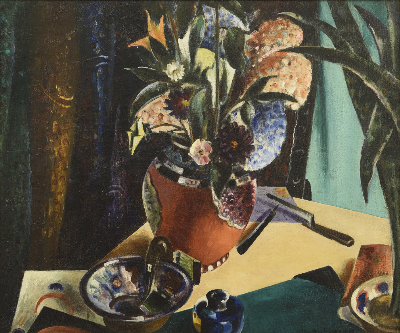 preston dickinson, Still Life with Flowers, 1923-24, oil on canvas, 20 x 24 inches