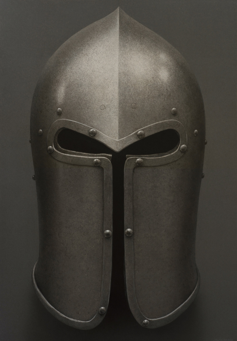 Alan Magee, Helmet V, 2019, acrylic on canvas, 72 x 50 inches
