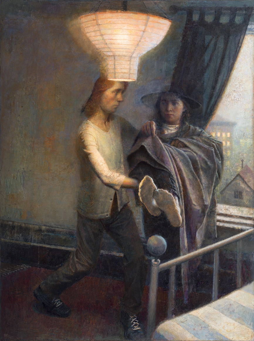 paul fenniak, Injured Woman, 2014, oil on masonite, 48 x 36 inches