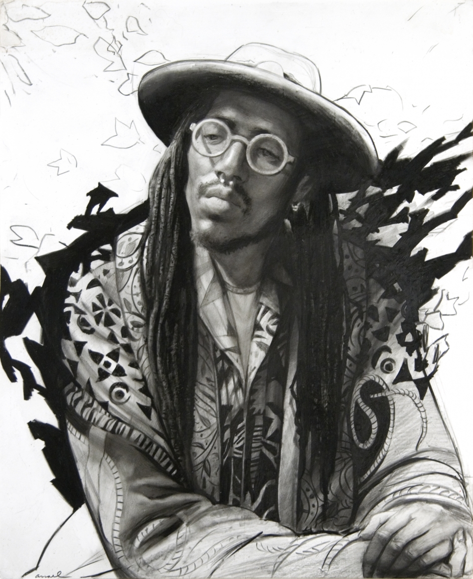 Steven Assael, Omar, 2020, graphite and crayon on paper, 14 x 11 1/2 inches