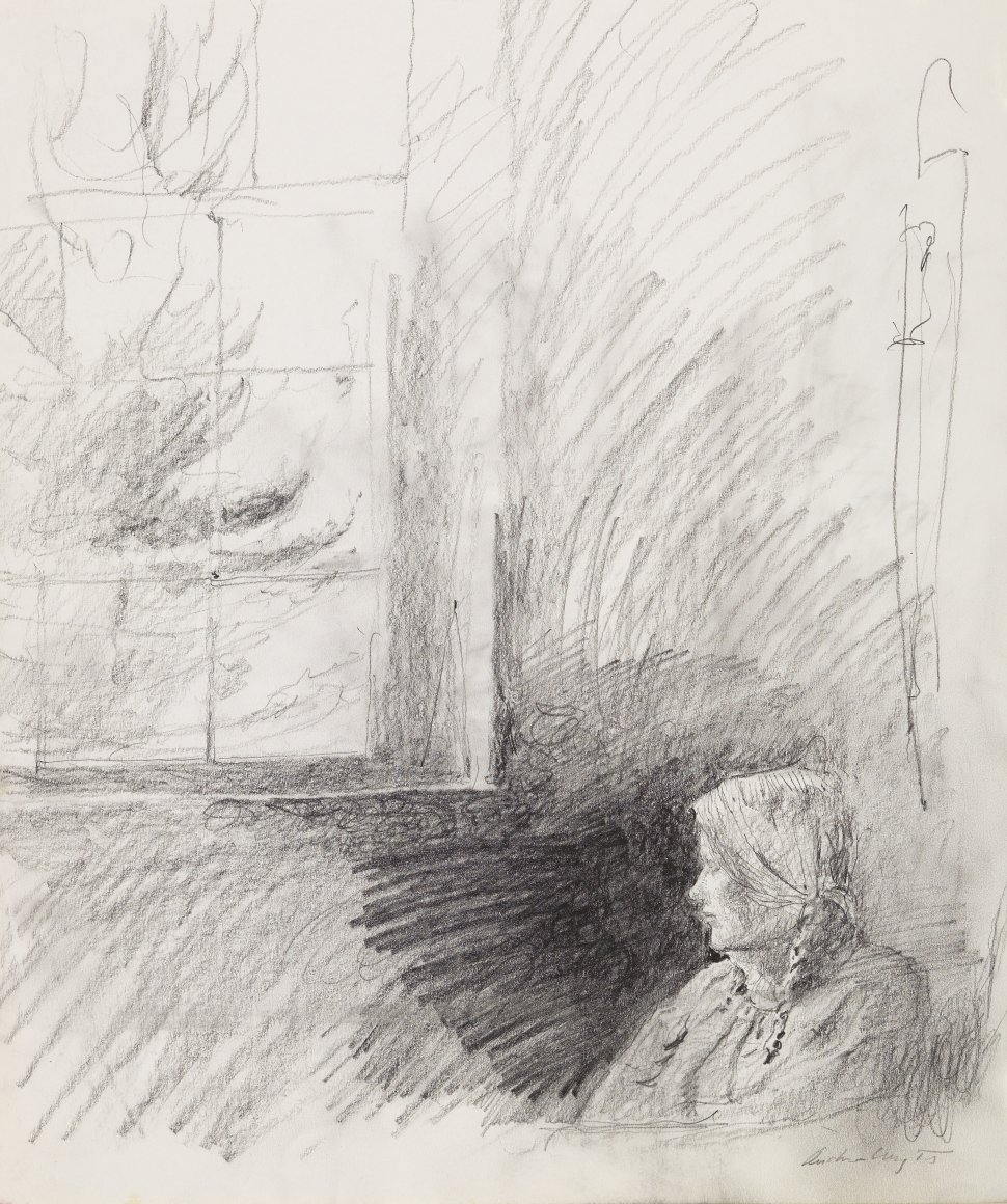 Andrew Wyeth, Housebound Study, 1986, graphite on paper 16 1/8 x 13 3/8 inches