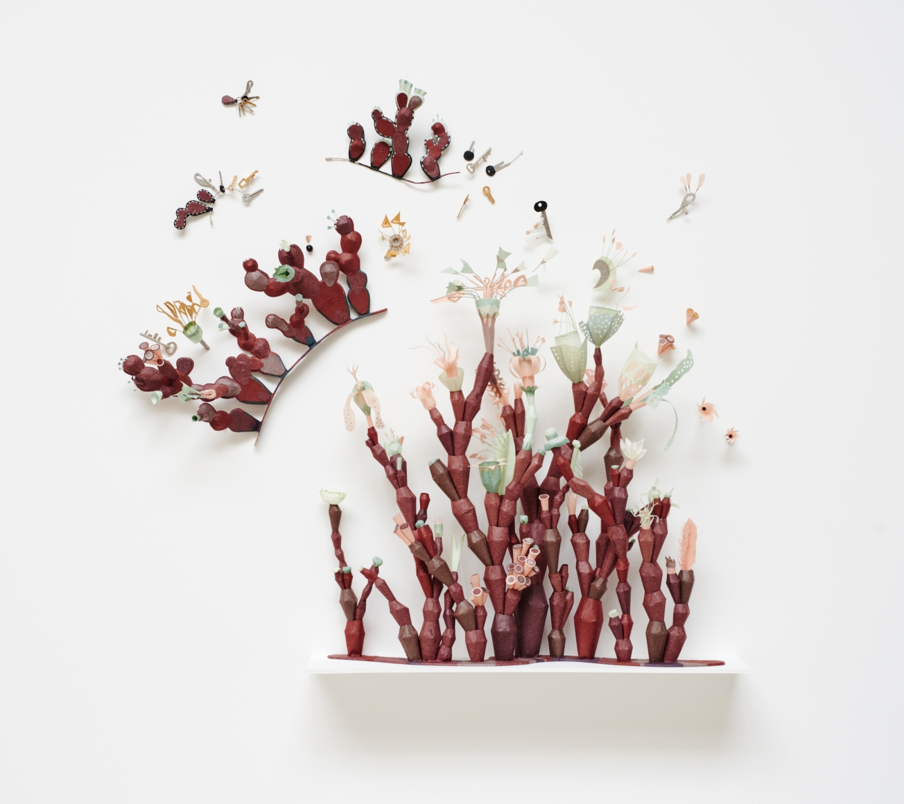 cybele young, Where They Always Go (Lost - keys), 2015, Japanese paper construction, 28 x 26 x 6 inches