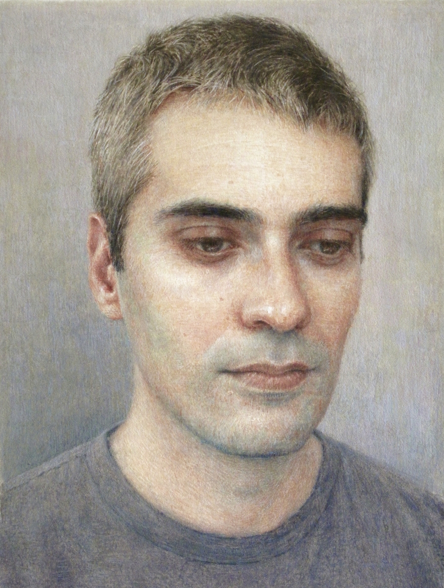 Robert Bauer, J.M.C., 2019, gouache on paper, 6 5/8 x 5 inches