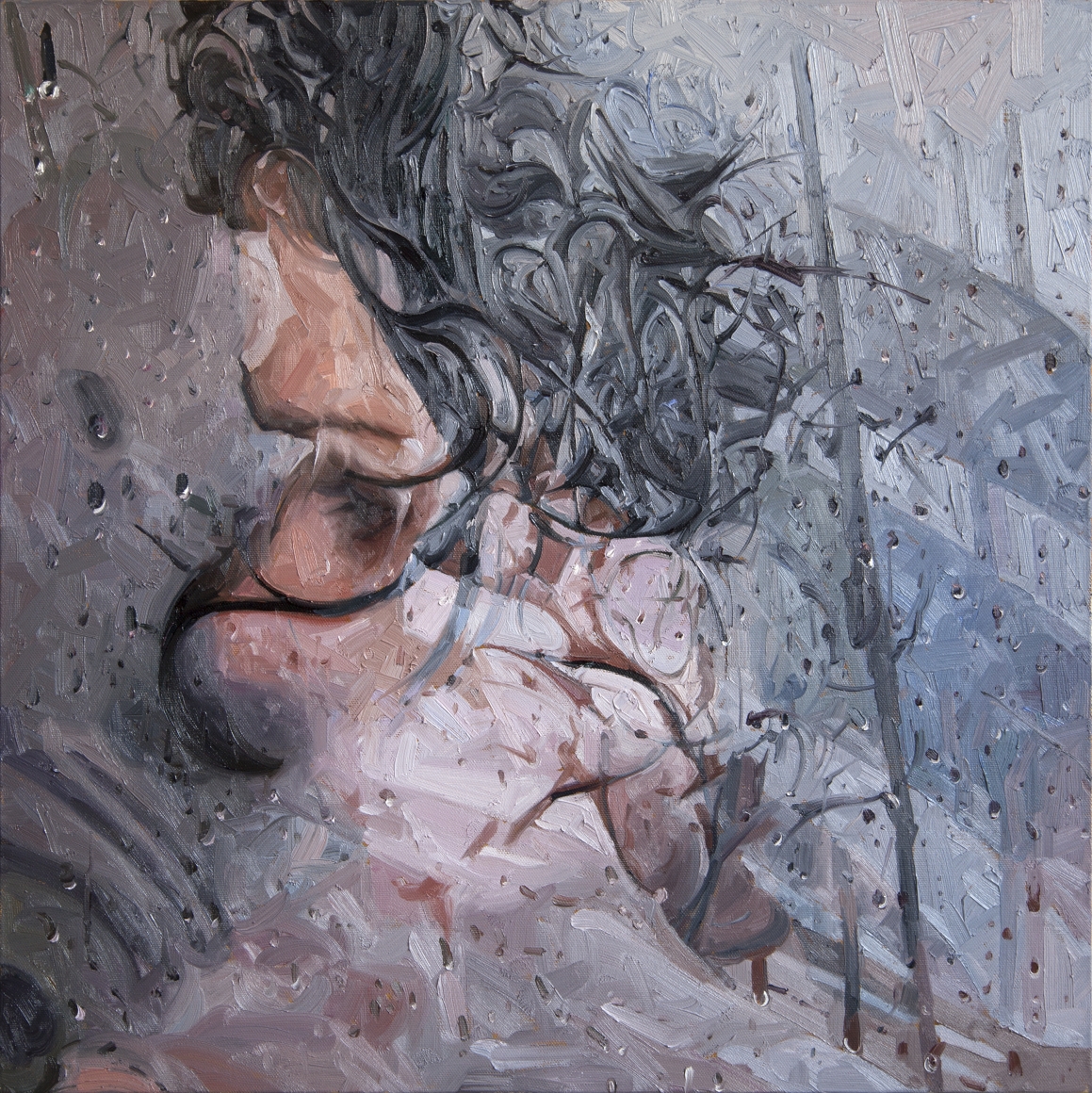 alyssa monks, Revisit, 2017, oil on linen, 32 x 32 inches
