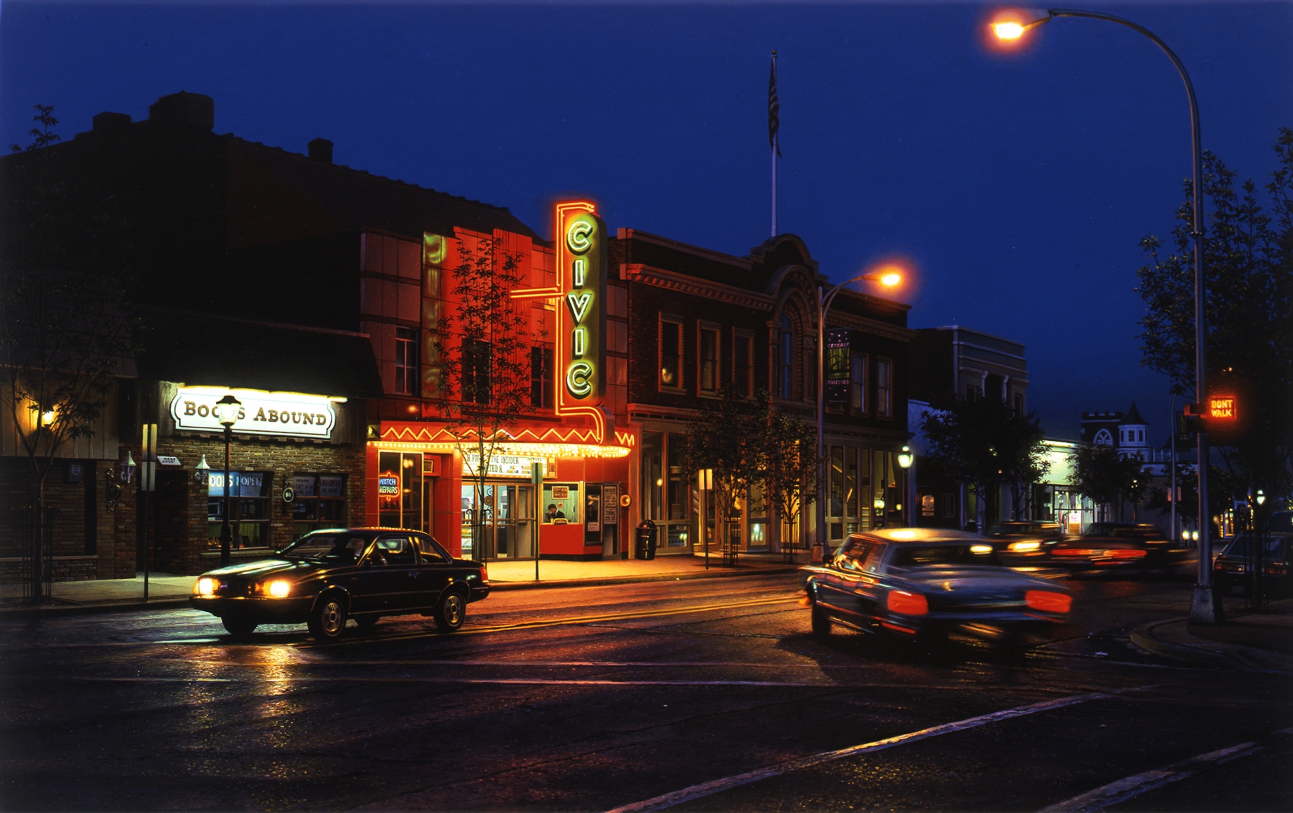 Davis Cone, Civic/Last Light (SOLD), 2000, acrylic on canvas, 16 1/2 x 26 1/2 inches