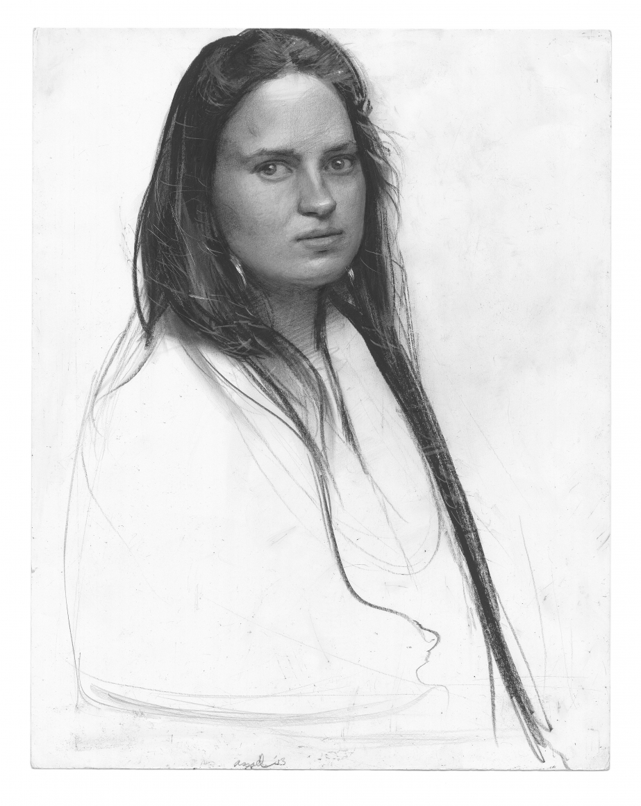 Steven Assael, Shana (verso), 2013, graphite and crayon on paper, 11 x 14 inches