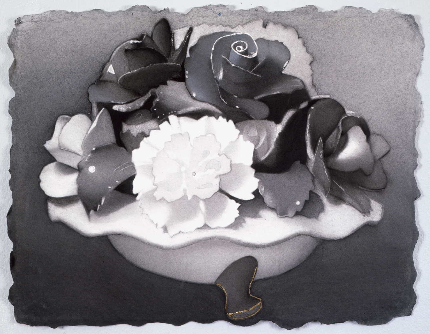 Susan Hauptman, Still Life (Rainbow's End, Staten Island No. 5), 2008-2009, charcoal on Twinrocker paper, 17 1/2 x 22 1/2 inches