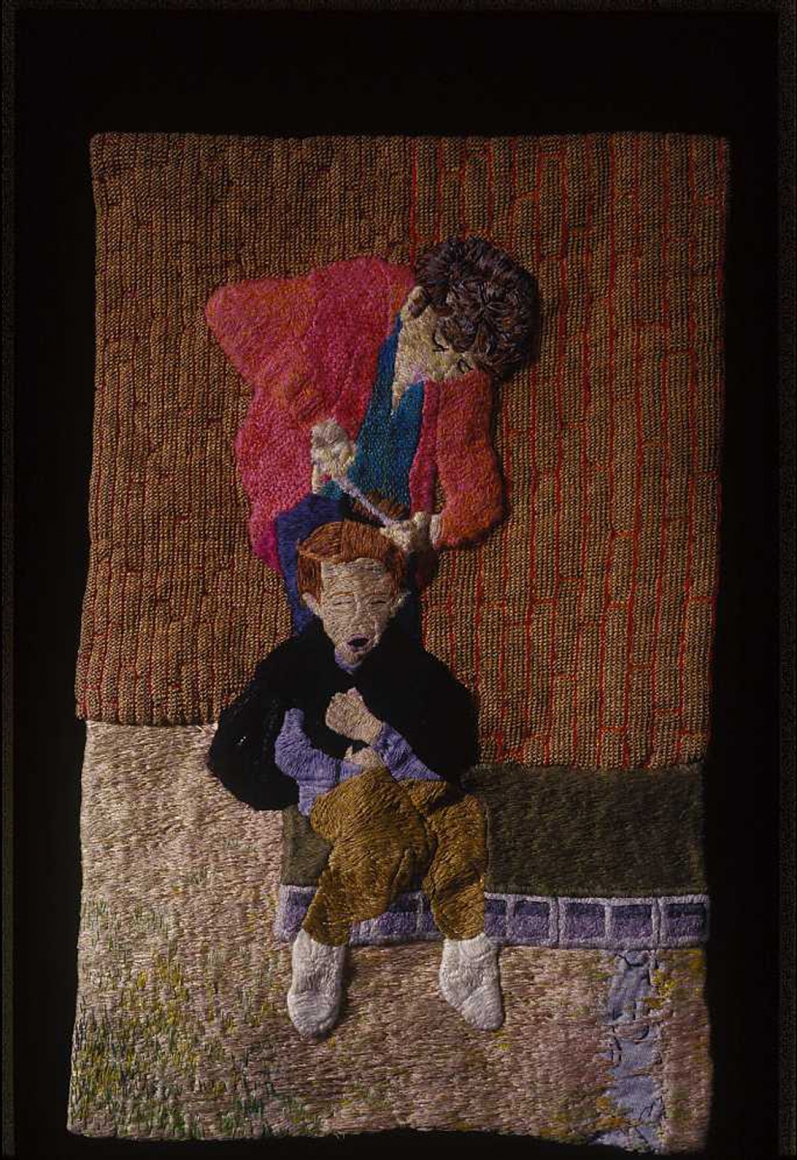 Darrel Morris, Homemade Hair Cut, 2007, embroidery and applique, 14 1/2 x 9 inches