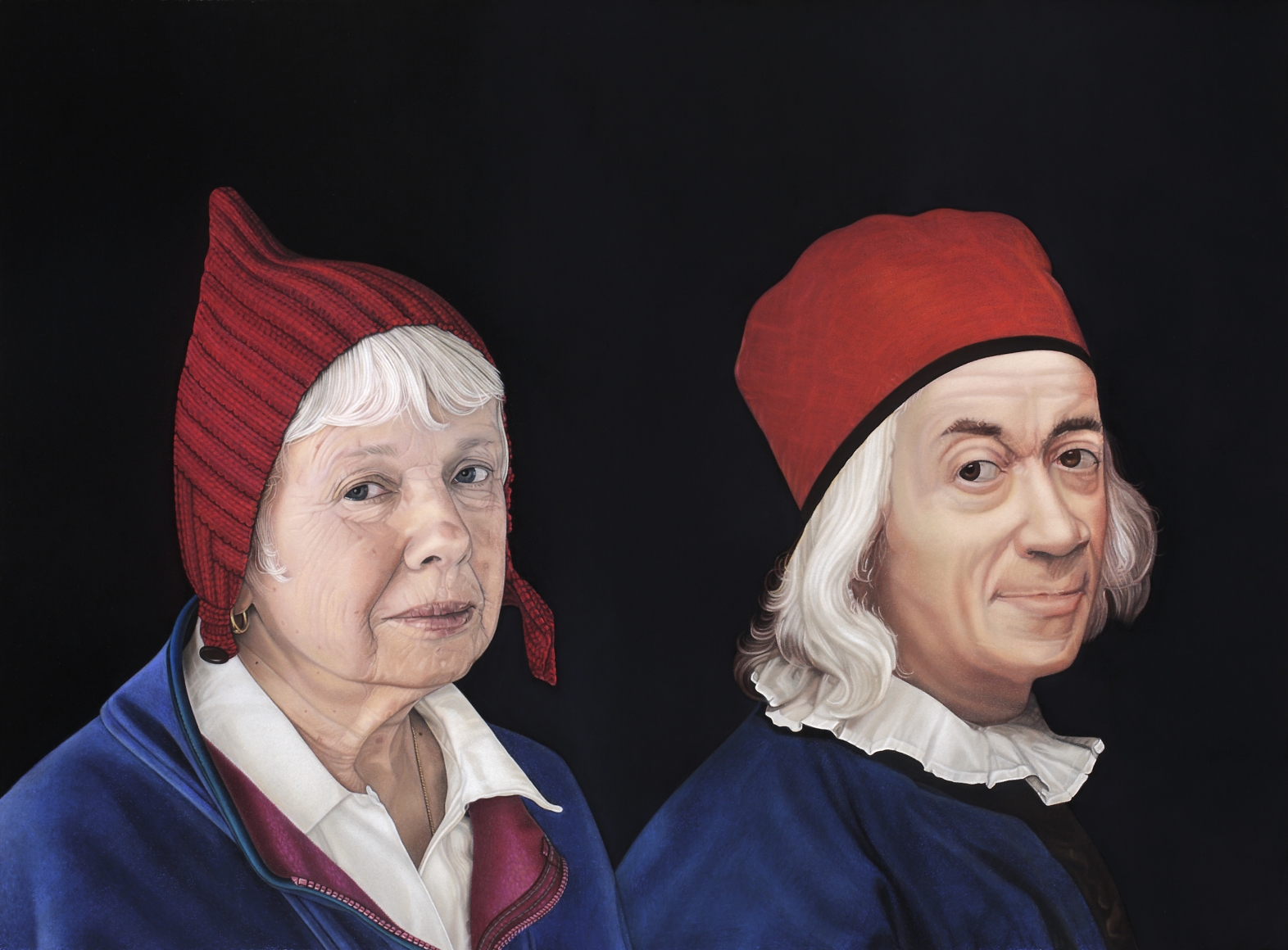 jane lund, Artists of a Certain Age: Self Portrait with Jean Étienne Liotard (SOLD), 1702-1789, 2016, pastel on paper, 20 x 27 inches
