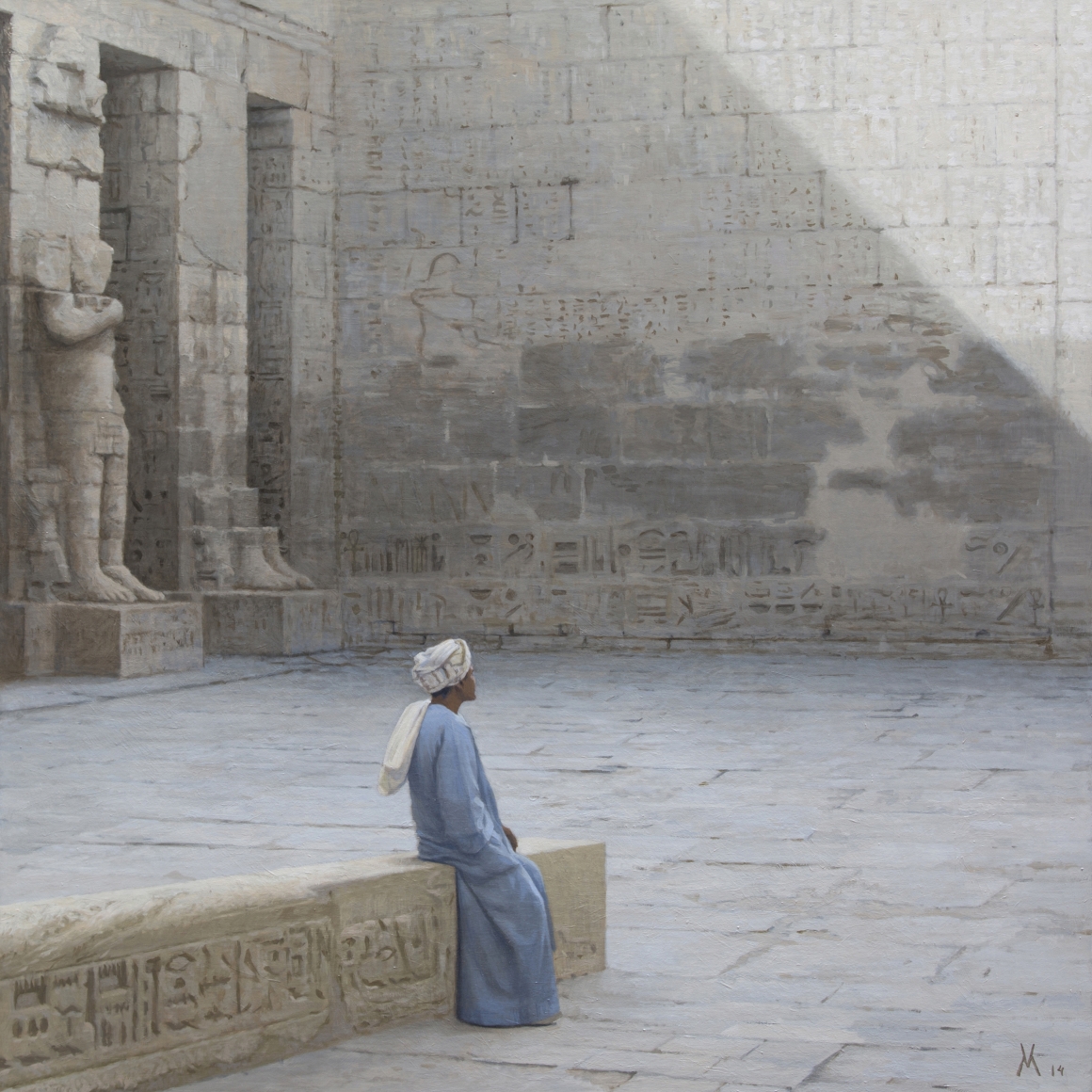 guillermo munoz vera, Egyptian in Egypt / Egipcio en Egipto (SOLD), 2014, oil on canvas mounted on panel, 35 1/2 x 35 1/2 inches