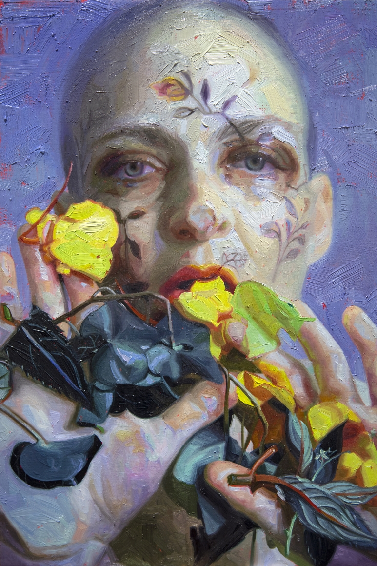 Alyssa Monks, Stay Open, 2020, oil on panel, 18 x 12 inches