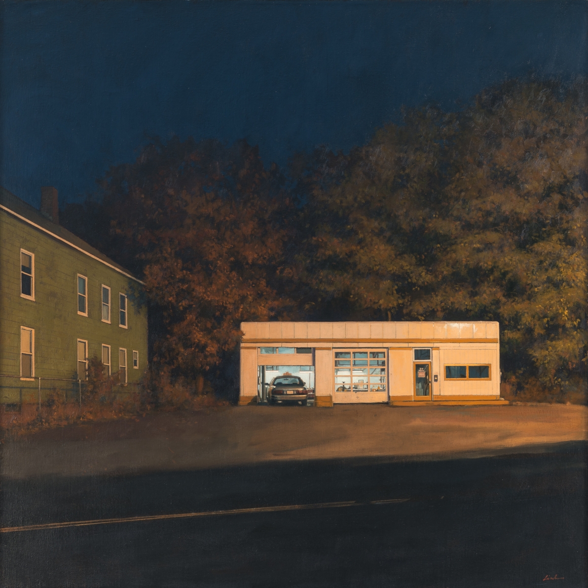 linden frederick, Taxi, 2016, oil on linen, 36 x 36 inches
